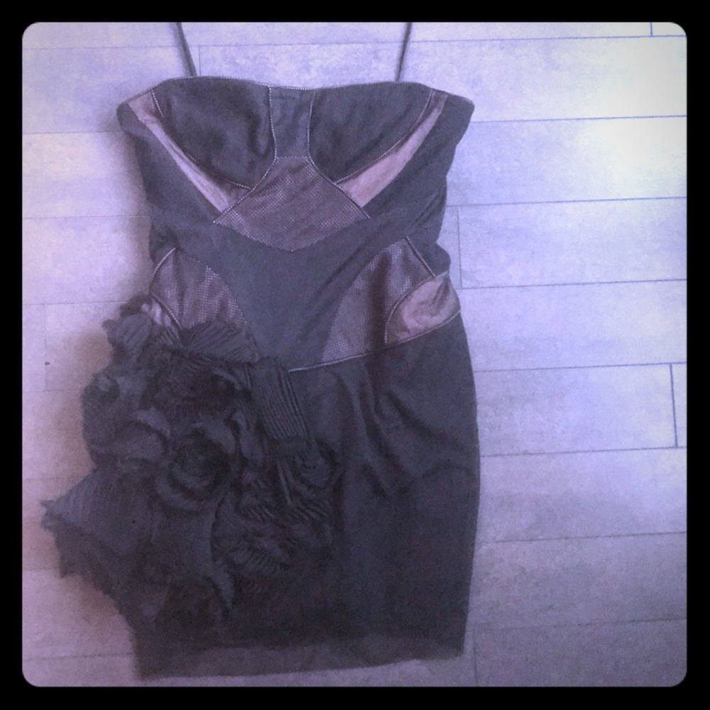 BCBG Maxazria Runway black strapless dress